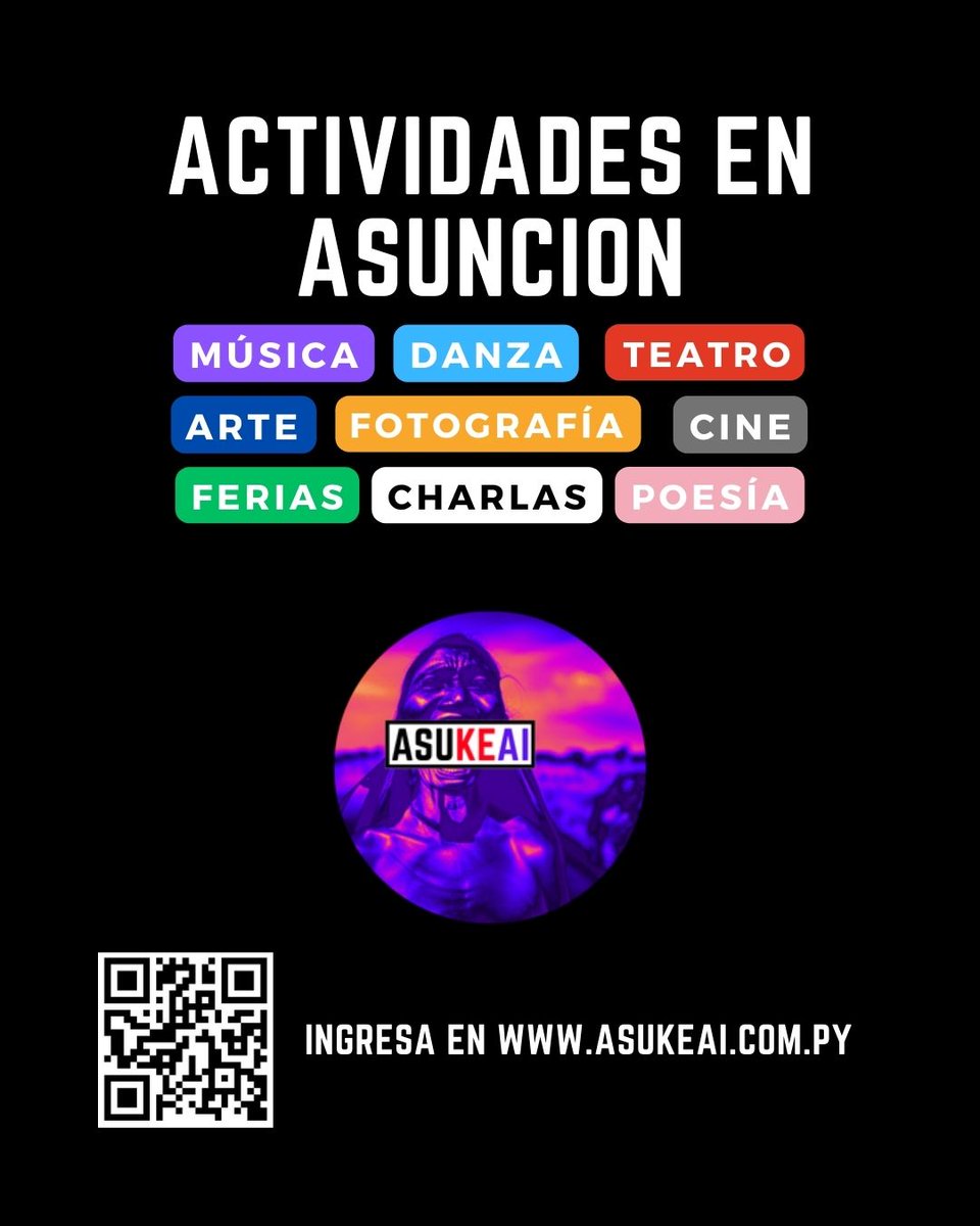 asukeai's tweet image. ✨ ¡Lo mejor de hoy en Asunción! 🎭🎶📸

🔹 Te traemos los eventos y actividades actualizados para que disfrutes al máximo.

 ¡Mirá la agenda completa acá! 👇
🌐 asukeai.com.py

📲 Sumate a nuestra comunidad en WhatsApp:
👉 tinyurl.com/asukeai

#Cultura #Arte #Música