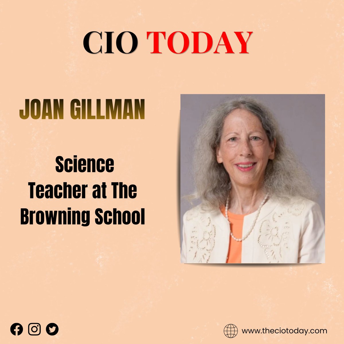 TodayCio's tweet image. Joan Gillman, Science Teacher at The Browning School, recognized by The CIO Today as Best in Class (BP) for excellence in STEM education and inquiry-based learning.

Read: theciotoday.com/best-in-class/…

#TheCIOToday #BestInClass #STEMEducation #Leadership #Education