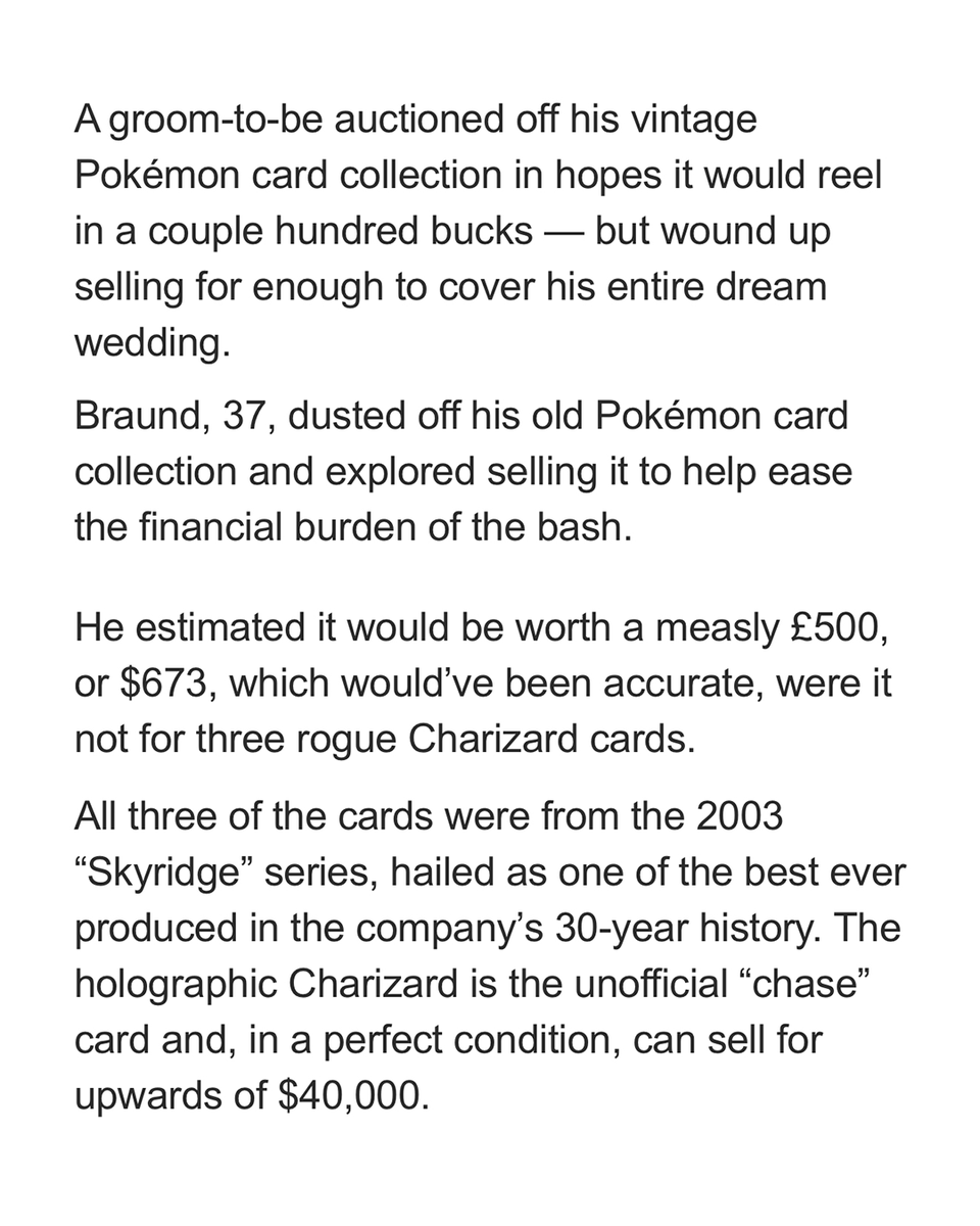 From childhood binder to wedding fund He thought his old Pokemon cards were worth a few hundred. They ended up paying for the ENTIRE wedding A vintage collection sitting untouched From childhood binder to wedding fund He thought his old Pokemon cards were worth a few hundred. They ended up paying for the ENTIRE wedding A vintage collection sitting untouched