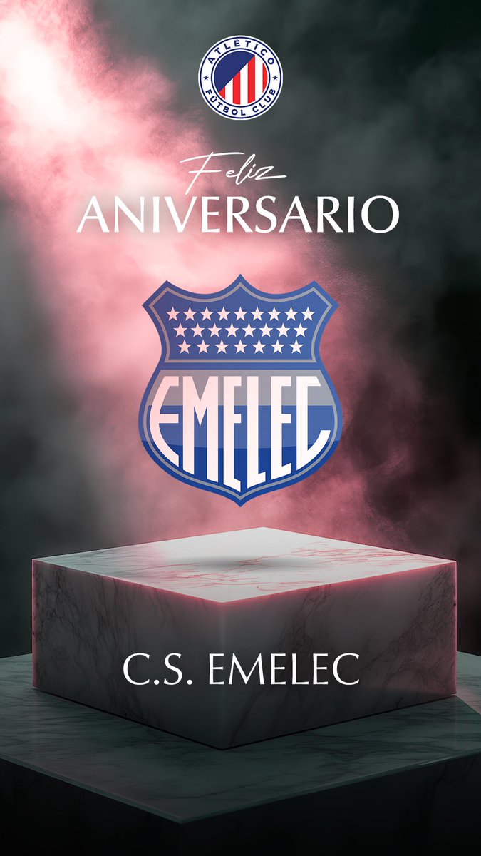 AtleticoFCec's tweet photo. Saludamos al Club Sport Emelec en su 97.º aniversario, reconociendo su historia y aporte al fútbol ecuatoriano.⚽️🔵⚡️
@CSEmelec 

Les deseamos éxitos en sus futuros desafíos. 

Al Club Sport Emelec ⚡️ https://t.co/VrXIlSPL9U