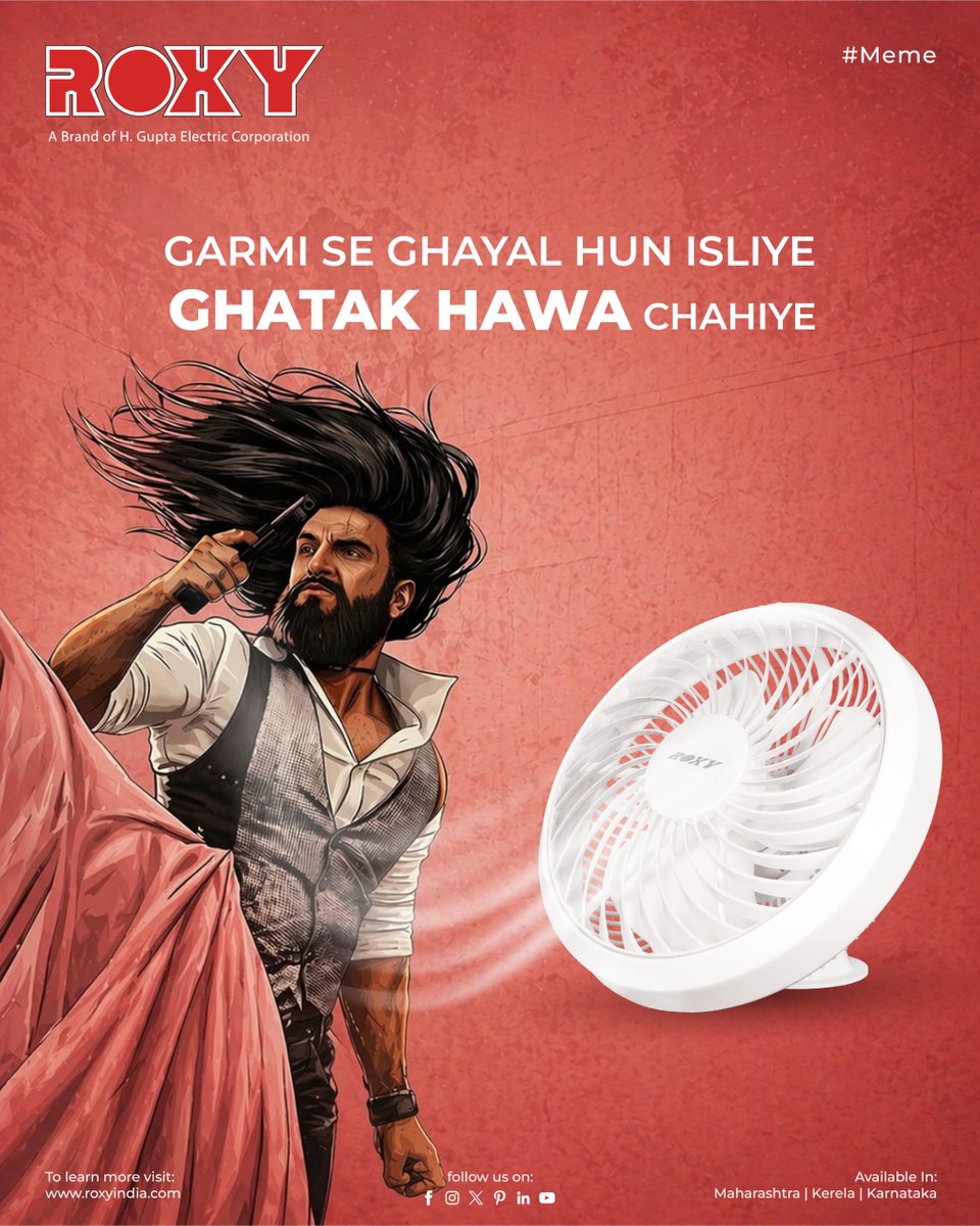RoxyAppliances's tweet photo. Garmi ne kar diya attack? ๐ฅต
Ab chahiye sirf ROXY ki powerful hawa โ thandi, tez aur full-on relief! ๐จโ๏ธ
.
.
For more visit:- https://t.co/uYeGWpYP0g
.
.
#RoxyFans #StayCool #SummerRelief #CoolingPower #BeatTheHeat https://t.co/zWEHnEAbCa