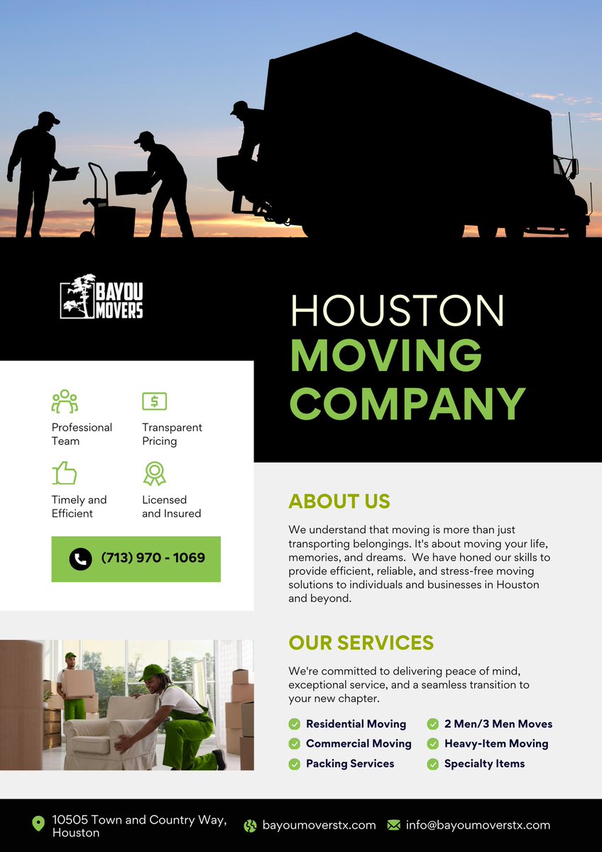 bayoumoverstx's tweet image. ✔️ Reliable team
✔️ Transparent pricing
✔️ Fast &amp;amp; efficient service
✔️ Licensed &amp;amp; insured

Houston, when it’s time to move… move the right way. 🚚

📞 (713) 970-1069
🌐 bayoumoverstx.com

#houstonmovers #movingcompany #movingday #stressfreemove #packingservices
