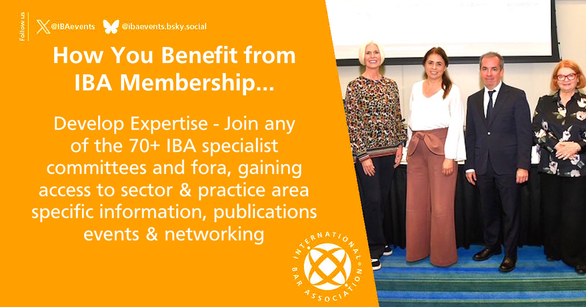 IBAevents's tweet image. 🌎 How You Benefit from IBA Membership...

🔹 Develop Expertise - Join any of the 70+ IBA specialist committees &amp;amp; fora, gaining access to sector &amp;amp; practice area specific information, publications, events &amp;amp; networking.

🔸 Find out more➡ tinyurl.com/IBAMembership26

#Lawyers #law