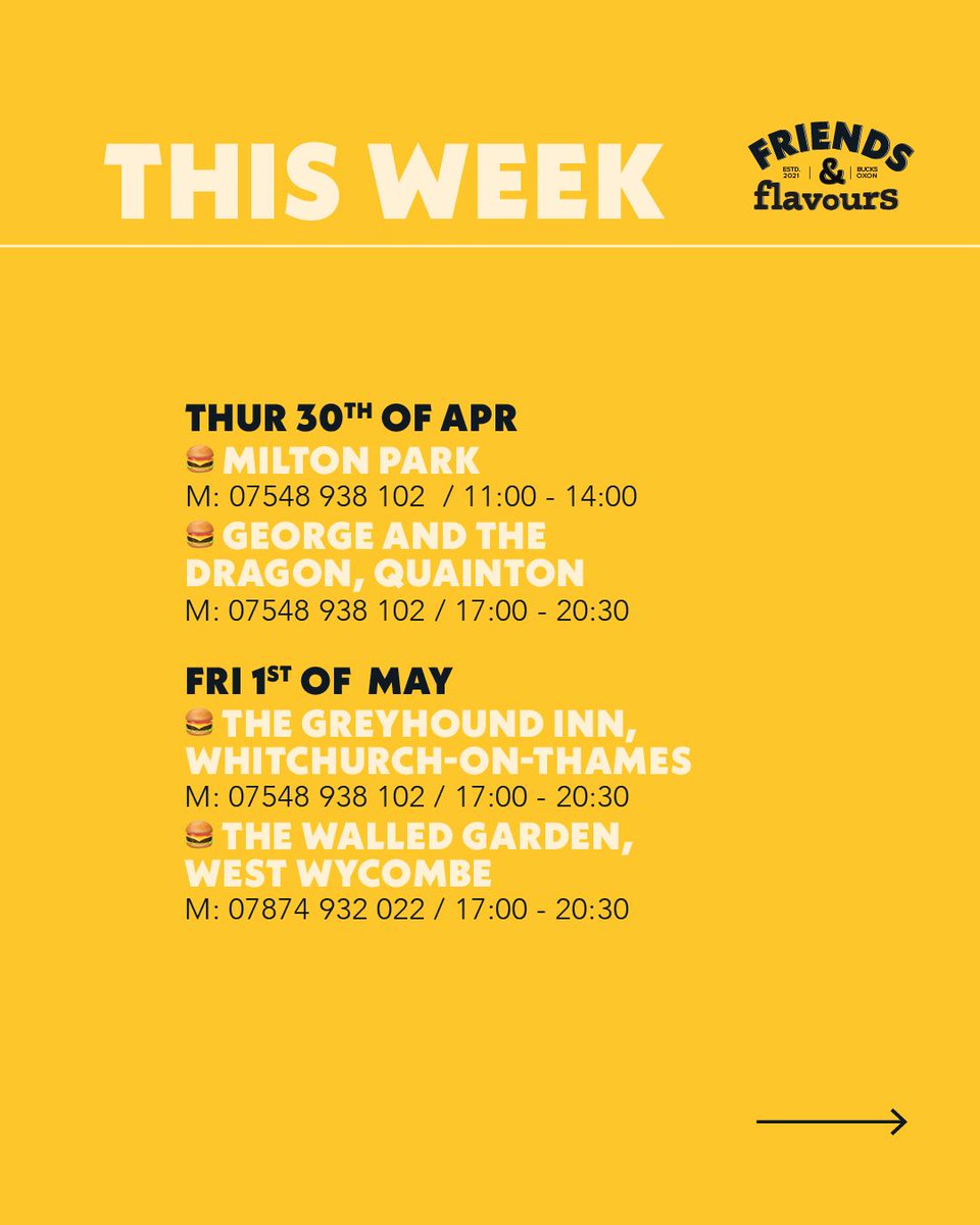 burgeratfriends's tweet image. We relish these last days of April… and you should too! 😎 🔥 🍔 🥓 🍔 🚚 🚚 
Come grab something saucy! 😋 🔥 🍔 🐓 

#burgeratfriends #friendsandflavours #burgers #locations #weeklyupdate #burgerweekly #burgersweekly #locationupdate