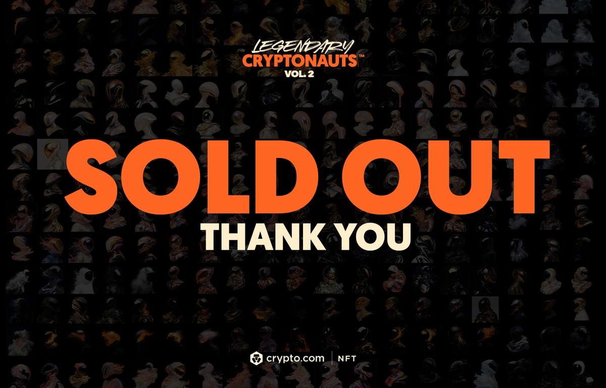 Cryptonautscdc's tweet image. Legendary Cryptonauts™ Vol. 2 is SOLD OUT.

Thanks #crofam You guys showed me once again you are the most supportive community in the whole web3. Your support means the world to me. LOVE YOU 🫂