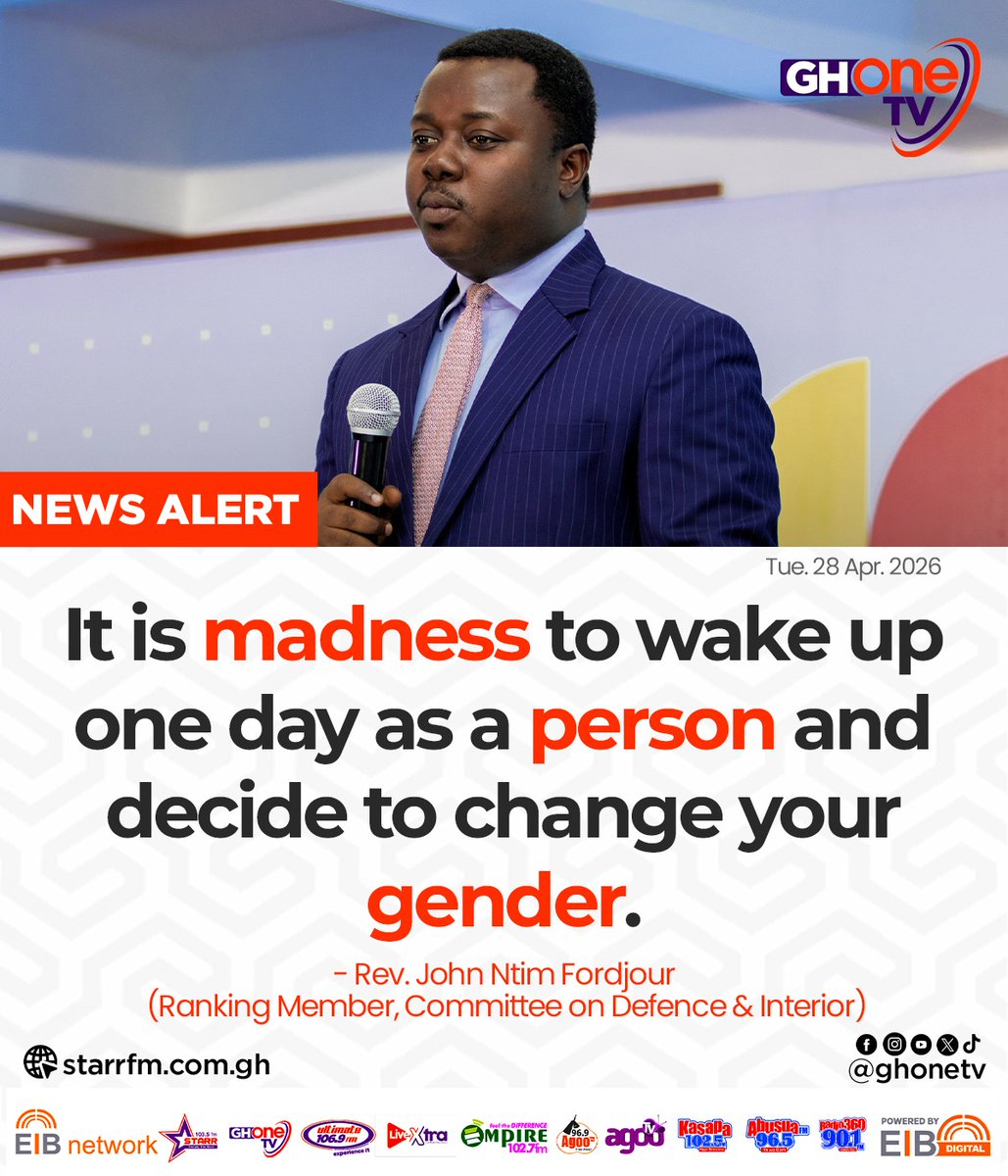 It's madness to decide to change your gender... - Rev. John Ntim Fordjour (Ranking Member, Committee on Defence &amp; Interior)

#StateOfAffairs
#GHOneNews #EIBNetwork 
#GHOneTV #NewsAlert