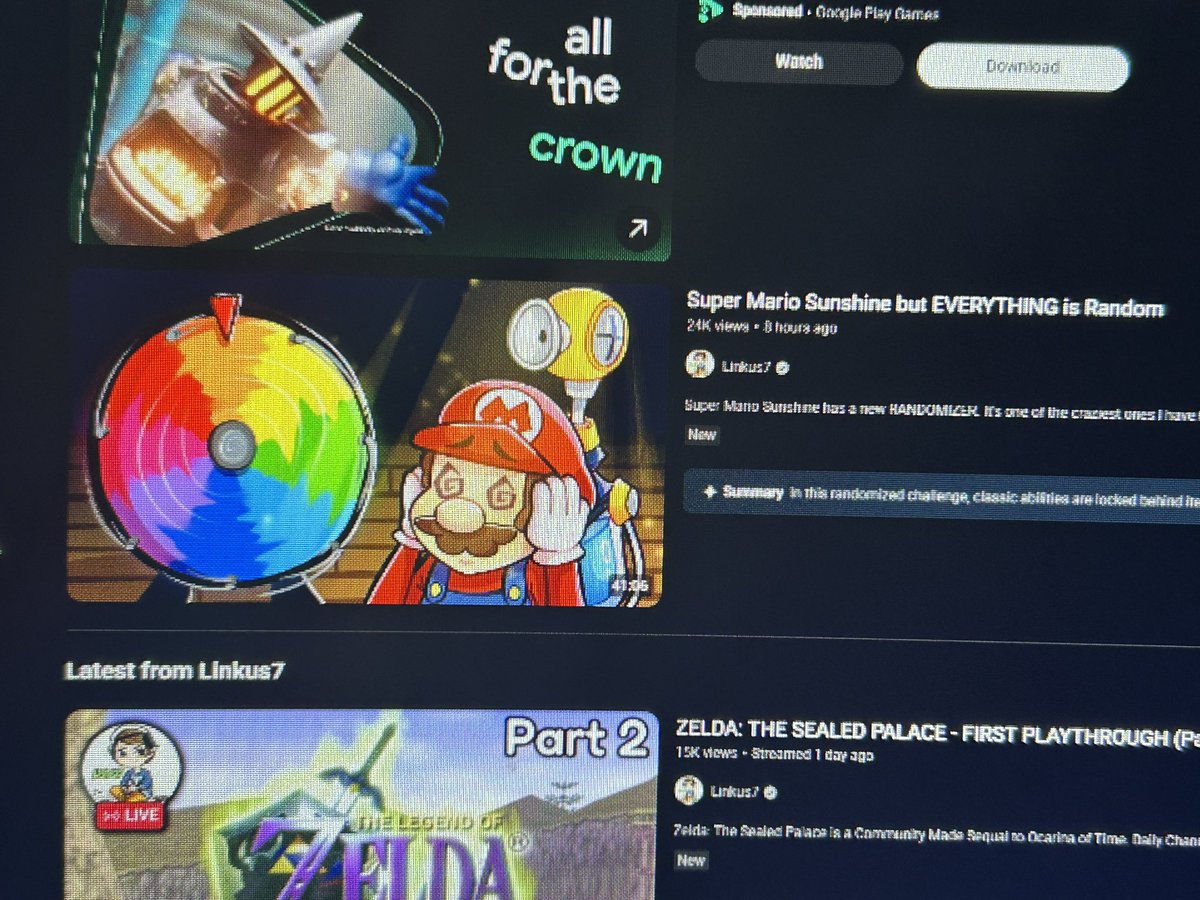 I love how I was leaving YouTube up and saw a <a href="/Linkus7/">Linkus7</a> video to watch, but then I saw in one of the games I was playing had a different thumbnail two hours later lol