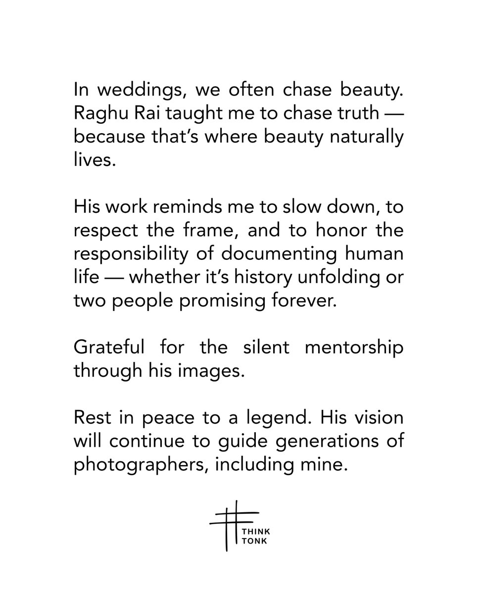 thinktonk's tweet photo. Raghu Rai 🙏

#RaghuRai #Photography #WeddingPhotography #VisualStorytelling #Inspiration https://t.co/MC7I1vCiqK