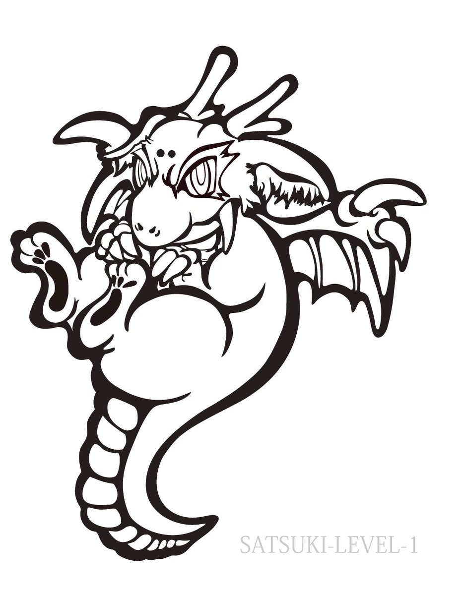 SATSUkI_Lv_1's tweet image. 線画描くの大好きです！色は悩むんだけど、線をなぞっている時はメチャクチャ幸せ😁この子はクルッと丸まった小さな竜をイメージして描きました。
大きいクルッとしない大人の竜になりたいんだって😂😂
#Dragon #StreetArt #線画 #キャラクターデザイン