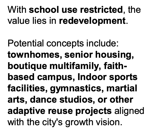 BryceTXCharters's tweet photo. Local taxpayers paid for a school. GCISD is now selling it, BUT w/ a deed restriction that it CANNOT be used as a school OR EVEN FOR CHILDCARE #foranyonebutkids #txed https://t.co/kPFgFvh4Oy