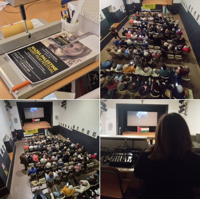 AmnestyCirie's tweet photo. A #Ciriè, sabato 18 aprile 2026 al Teatro Magnetti:
NAZRA PALESTINE SHORT FILM FESTIVAL
Rassegna internazionale di cortometraggi di registe e registi pluripremiati, da e per la Palestina

Attivati con noi: gr124@amnesty.it
@amnestyitalia @AmnestyPiemonte https://t.co/t2tnES6t7N