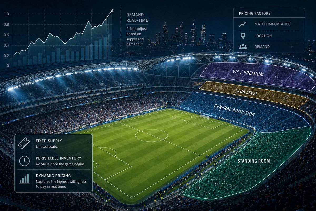 libovernoise's tweet photo. The World Cup isn’t just about matches.

It’s about pricing.

Fixed supply + perishable inventory = dynamic pricing.

The result?

Access becomes segmented — not universal.

#WorldCup2026 #SportsBusiness #Economics

https://t.co/6d4h5MpjM4 https://t.co/7siZiiQF2E