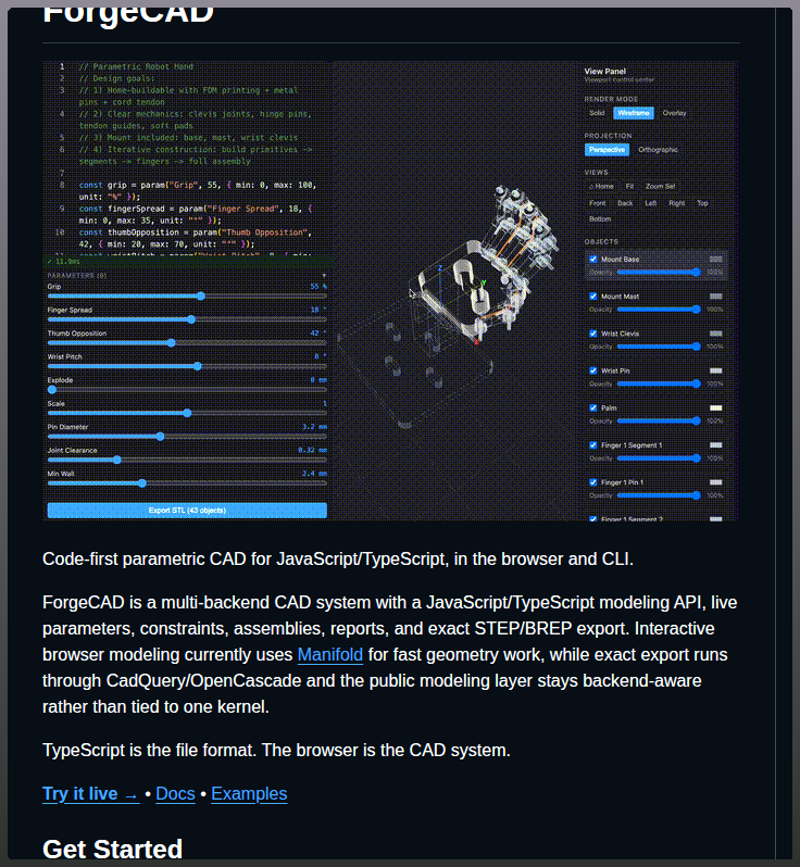 tom_doerr's tweet photo. Code-first parametric CAD running directly in the browser

https://t.co/qzyeOEBTEH https://t.co/Wo3VdZgPBI