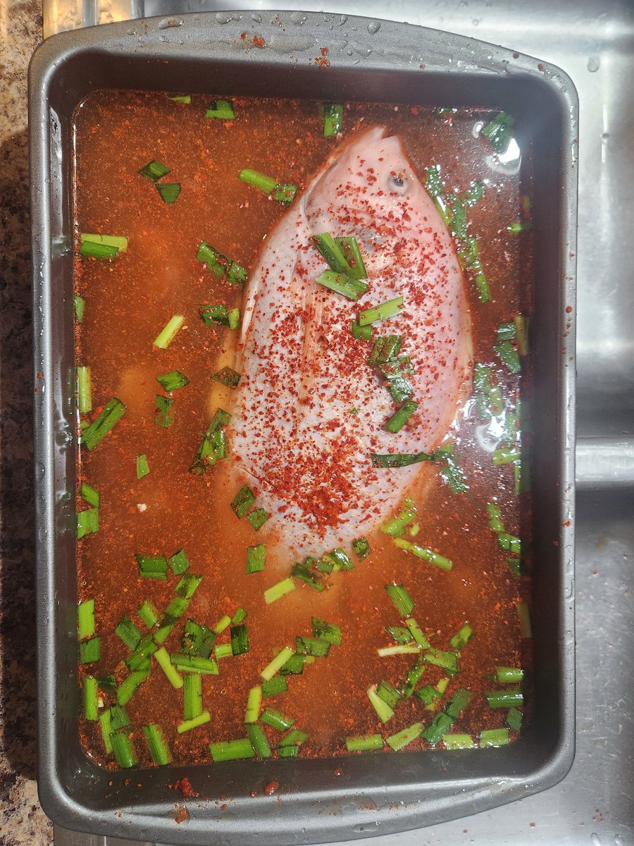 The final result was so good but this photo of my tilapia marinating is legitimately grotesque