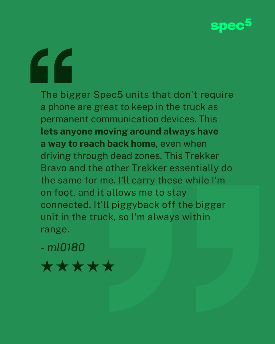 spec_five's tweet image. The SpecFive devices are tailored for those who value connectivity, whether you're preparing for emergencies or exploring new territories.
⭐️⭐️⭐️⭐️⭐️ Approved by community.
#SpecFive #OffGridComms #StayConnected