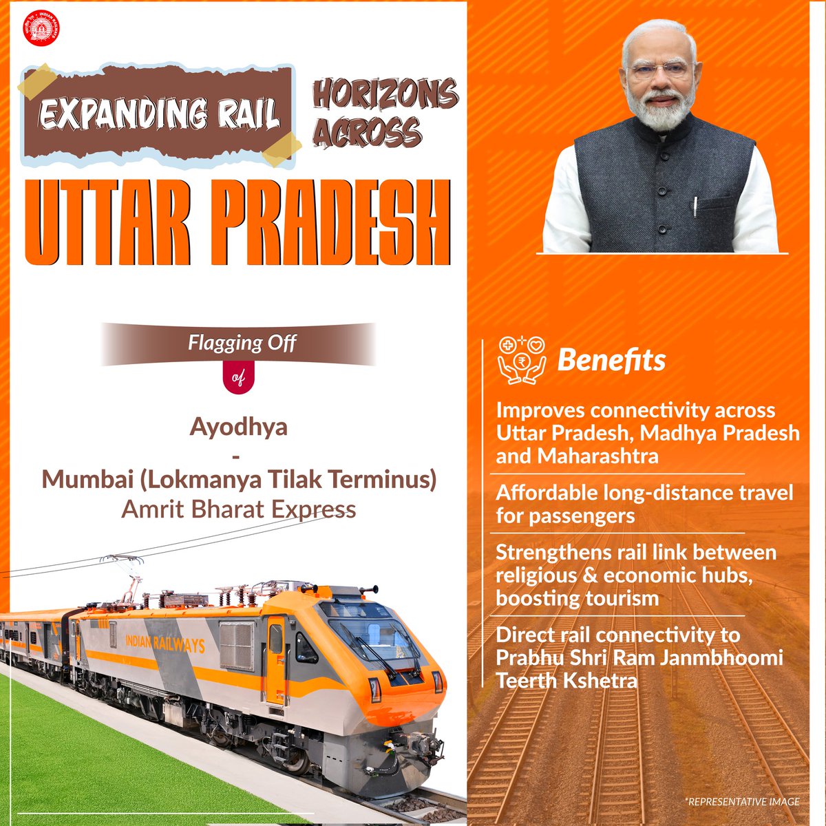 The Ayodhya – Mumbai (LTT) Amrit Bharat Express enhances connectivity between key cultural and economic hubs.
Offering affordable, reliable travel while boosting tourism and regional growth.

#RailInfra4UttarPradesh #AmritBharatExpress #CentralRailways #IndianRailways