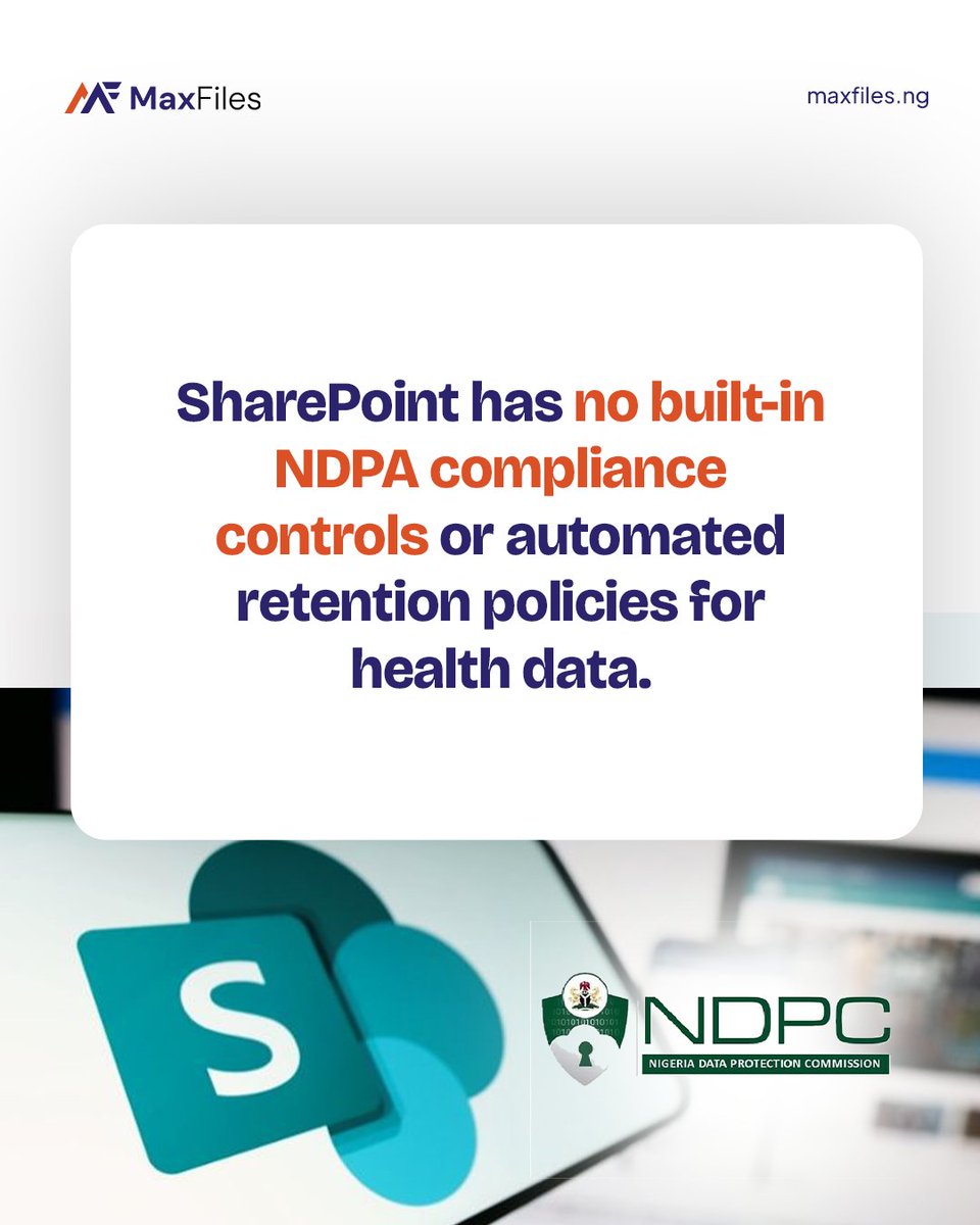MaxFiles_ng's tweet photo. Using SharePoint for medical records? 🏥 Swipe to see why that may be costing you more than you think.
#MaxFiles #SharePoint #HealthcareNG #EDMS #HospitalCompliance https://t.co/cjE5lbGqlQ