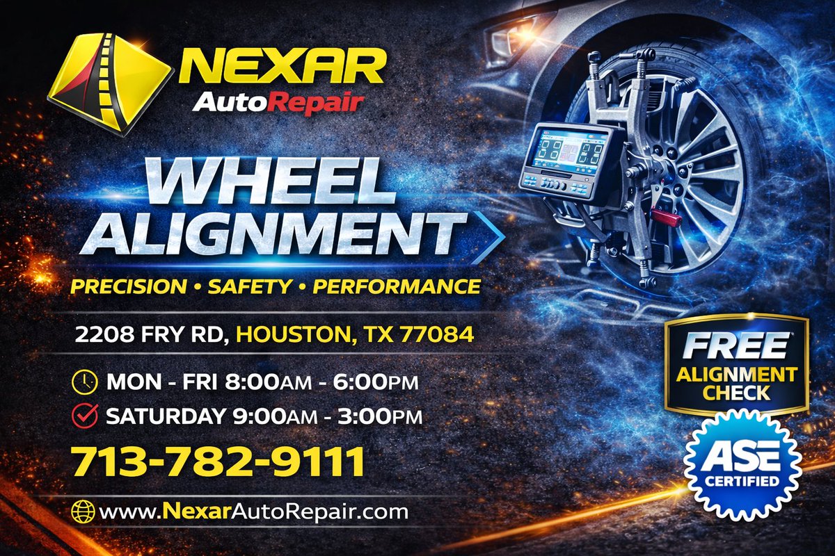 NexarAuto1's tweet photo. Stay safe on the road with strong brakes and proper alignment

If your car is squeaking, shaking, or pulling to one side, it’s time to get it checked. We’ll keep your vehicle stopping safely and driving straight.

📍 2208 Fry Rd, Houston, TX 77084
📞 713-782-9111 https://t.co/CycsMQa69E