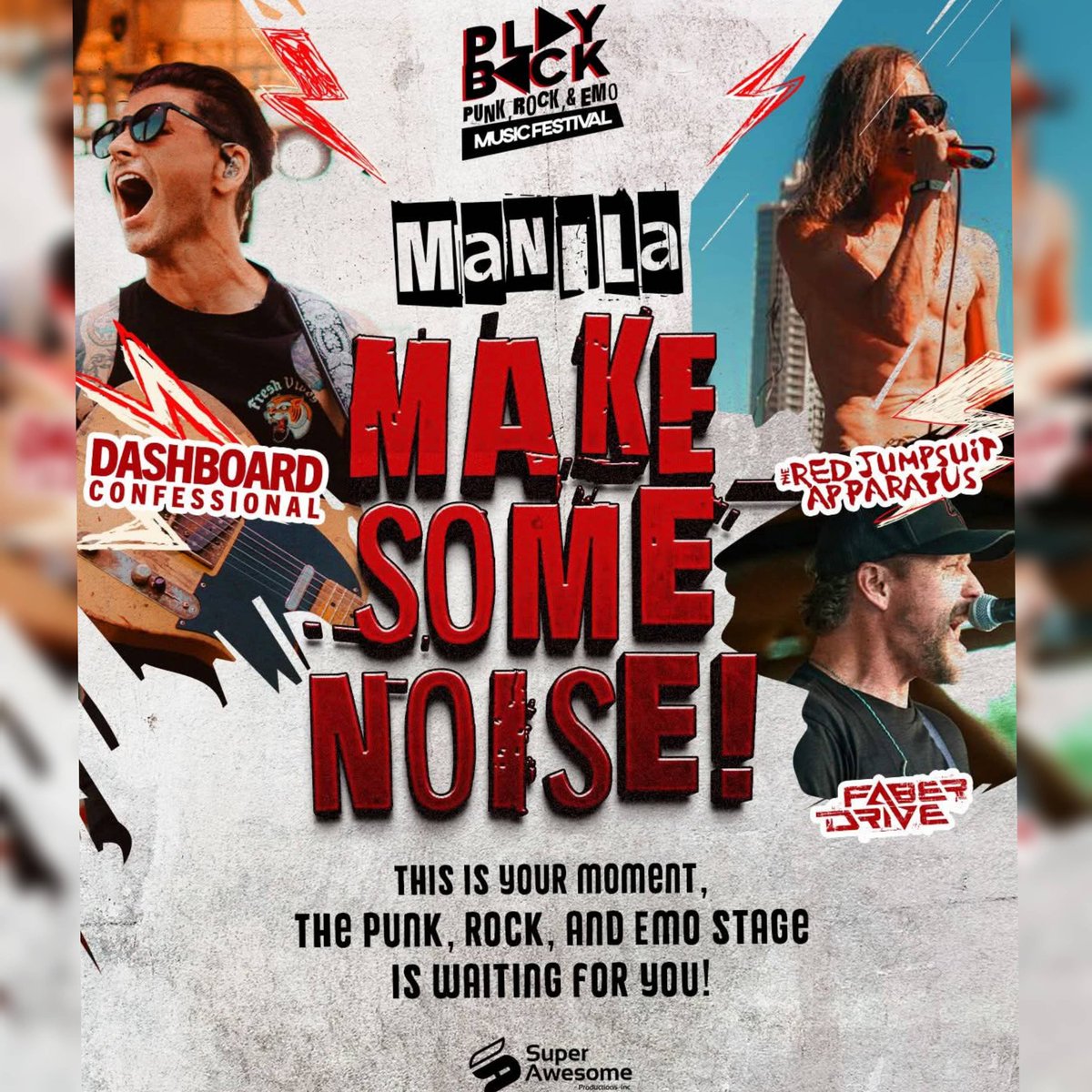 philconcerts's tweet photo. Dashboard Confessional, The Red Jumpsuit Apparatus &amp; Faber Drive live NEXT WEEK!

Over 4 hours of pure punk rock &amp; emo anthems each night!

May 8 Manila - https://t.co/S9moifnbyc 
May 9 Cebu - https://t.co/jJb3lIohSH 

By @playback_fest https://t.co/3ElisEQXvi