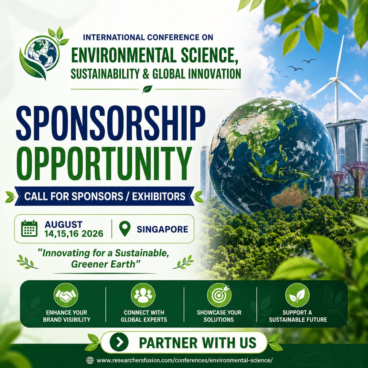 jessica_wa43704's tweet image. 🌍 Be part of the change!

We’re inviting Sponsors &amp;amp; Exhibitors for:
International Conference on Environmental Science, Sustainability &amp;amp; Global Innovation
📍 Singapore | 🗓 Aug 14–16, 2026

🤝 Partner with us today!
🔗 researchersfusion.com/conferences/en…

#Sustainability