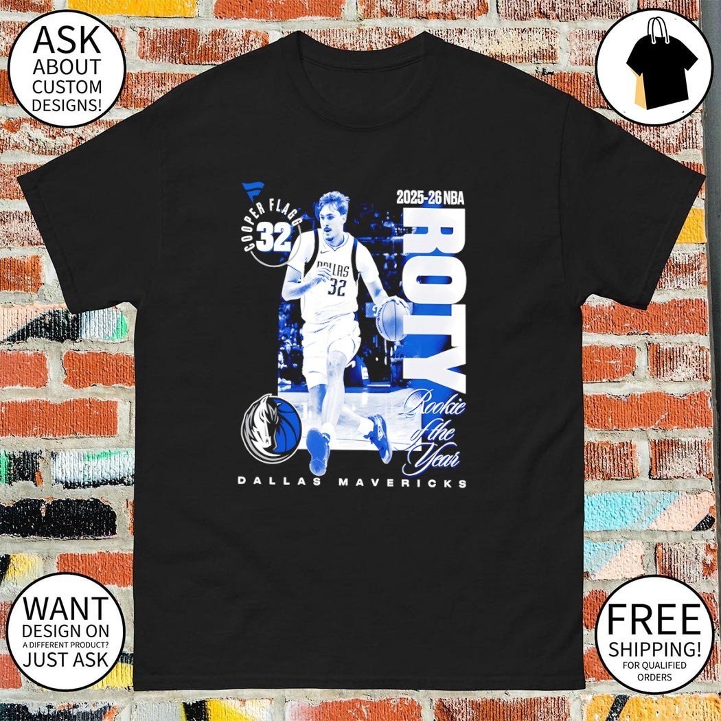DesignatShop's tweet image. Cooper Flagg Dallas Mavericks 2025-26 NBA Rookie of the Year shirt
Cooper Flagg ROY celebrate rising NBA star with bold rookie-of-the-year fan design. 
#CooperFlagg #DallasMavericks #NBA #ROTY #BasketballFans #FanGear #TrendingNow 
👉 designatshop.com/product/cooper…