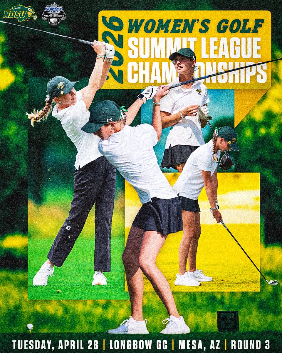 NDSUgolf's tweet photo. Final Round🤘

🏆: @TheSummitLeague Championship
📍: Mesa, AZ
⛳️: Longbow GC
⏰: 9:00 AM CT
📊: https://t.co/2Efua9xKUg

#GoBison https://t.co/Ku01omZ5kS