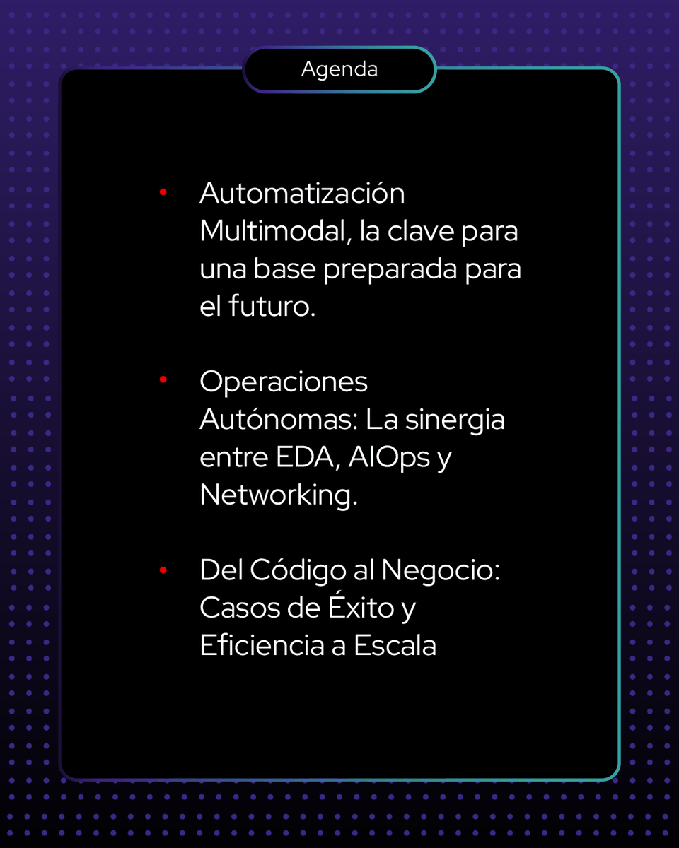 redhatla's tweet image. ¡Última oportunidad para inscribirte al Ansible Automates Santiago! ⏳⚙️

No te pierdas este streaming exclusivo desde Santiago de Chile sobre las tendencias de automatización que están transformando la región. 🚀

Inscríbete: red.ht/4vz1RyG

#Ansible #Automation