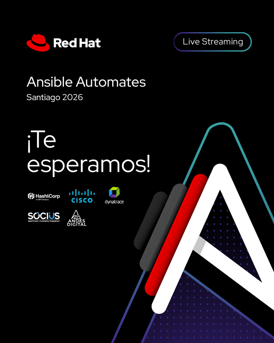 redhatla's tweet image. ¡Última oportunidad para inscribirte al Ansible Automates Santiago! ⏳⚙️

No te pierdas este streaming exclusivo desde Santiago de Chile sobre las tendencias de automatización que están transformando la región. 🚀

Inscríbete: red.ht/4vz1RyG

#Ansible #Automation