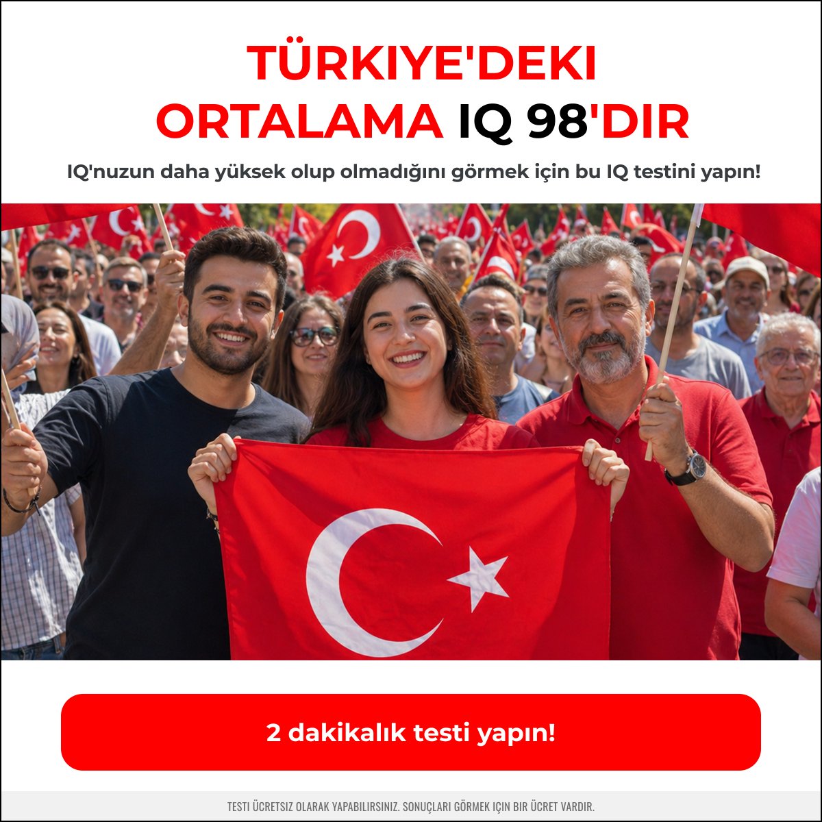 wwiqtest's tweet photo. Türkiye’deki ortalama IQ’yu (89) geçebilir misin?
Hemen testi çöz ve öğren!