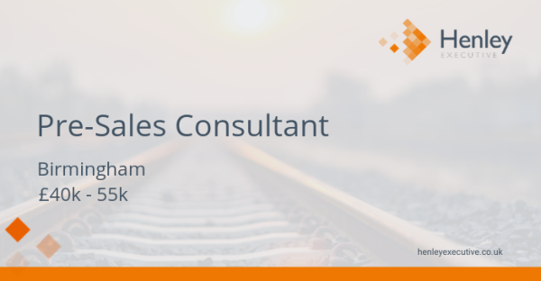 henleyexecutive's tweet image. Apply now! Pre-Sales Consultant, £40k - 55k per year + Car allowance, commission and bonus - #Birmingham. paiger.link/1174527210