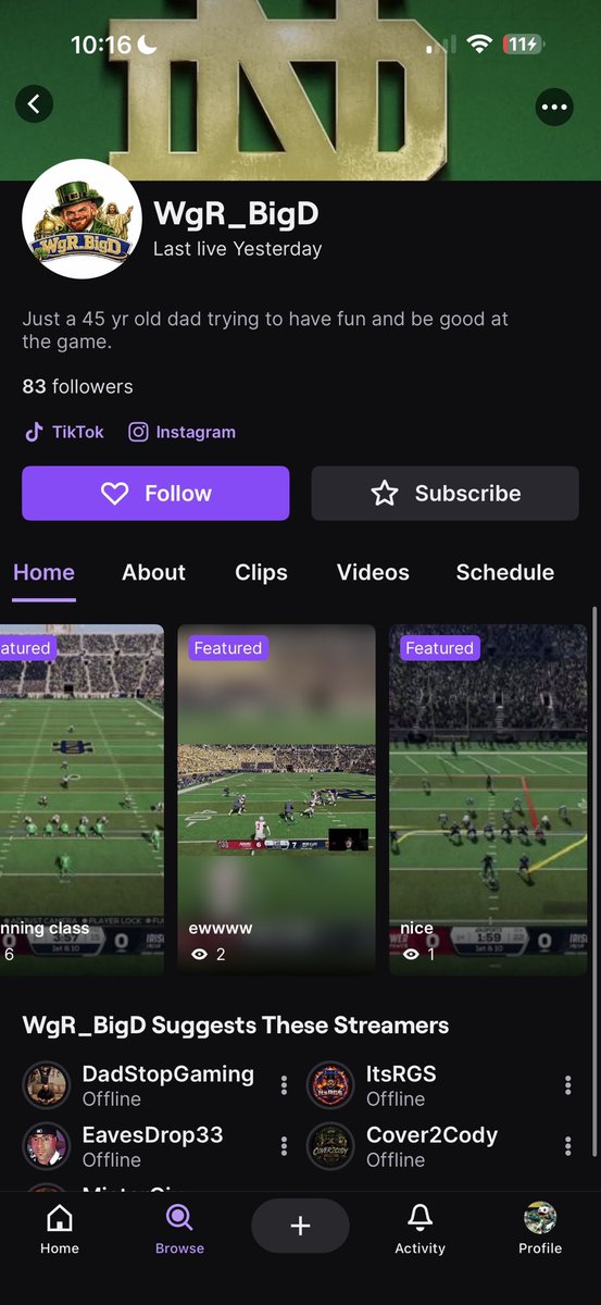 Get this guy gone to… doing it LIVE!? 
Bro didn’t match up 3 times with the side account and went 1-2… “Top 100” player for sure👍👍👍

<a href="/CFBDirect/">CFBDirect</a> <a href="/EASPORTS_CUT/">CFB Ultimate Team</a>