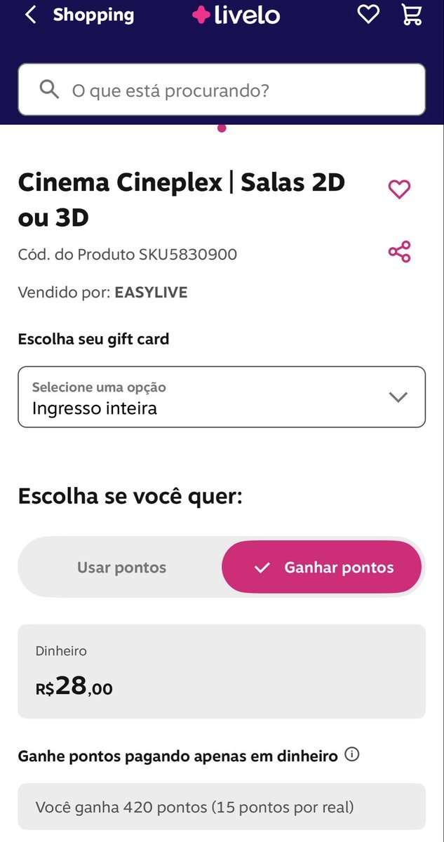 eulaisgomes's tweet photo. Atenção turma do mundinho milhas!

a @FaleComLivelo ta dando até 420 pontos na compra de ingressos de cinema pela easy life. 
Digamos q vc compre 2 ingressos: 840 pontos. Aí vc espera uma transferência bonificada de 80% p smiles: São 1.500 pontos comprando 2 ingressos de cinema https://t.co/eAhqv4gSqO