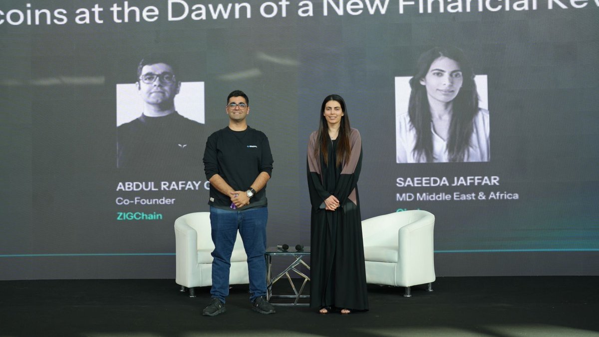 ZIGChain's tweet photo. At ZIGChain Summit 2026, @ARafayGadit sat down with @SaeedaJaffar, Managing Director for Middle East, Pakistan & Africa at @circle, to discuss what it actually takes to build scalable, borderless financial infrastructure.

The key takeaway: this industry has the capital, it now needs compliant infrastructure to match it. 

A regulatory-stack-first approach is the condition to unlock the promise of growth.