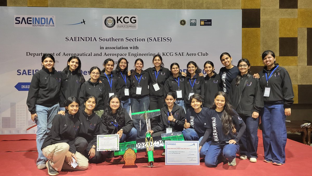 CumminsCollege's tweet photo. We are pleased to announce college team – Team Bharadwaj Aero participated in the SAE Drone Development Challenge 2026, securing notable ranks among teams from across India:

AIR 1 -in Technical Design Report
AIR 10 - Overall in the Micro Class Category https://t.co/Rm49kggZjI
