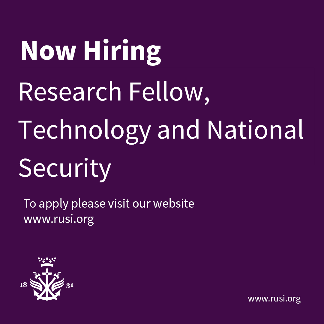 RUSI_org's tweet image. #HIRING

We’re hiring a Research Fellow, Technology and National Security.

Join our Cyber &amp;amp; Tech team to lead research on how emerging technologies, such as AI and quantum technologies, are shaping national security, geopolitical competition and economic growth.

Apply by 10