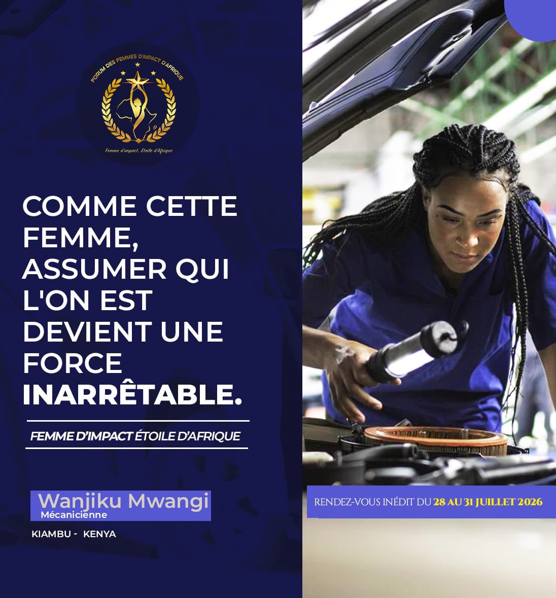 femmes_impact's tweet photo. Il est de temps de briser le plafond de verre..Les femmes d'Afrique se donnent rendez-vous du 28 au 31 juillet 2026 à Kinshasa.  

Restez connecté 😉 https://t.co/zmZcae2OYF