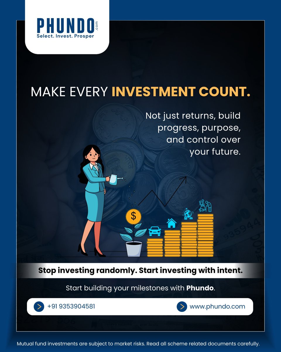 Phundos's tweet image. You’re not just investing money, you’re building your future.

Every SIP, every decision, every step is designed to move you forward.

Make your investments work harder than your income.

Start smart. Stay consistent. Win long-term with Phundo.
#investsmart #wealthcreation #SIP