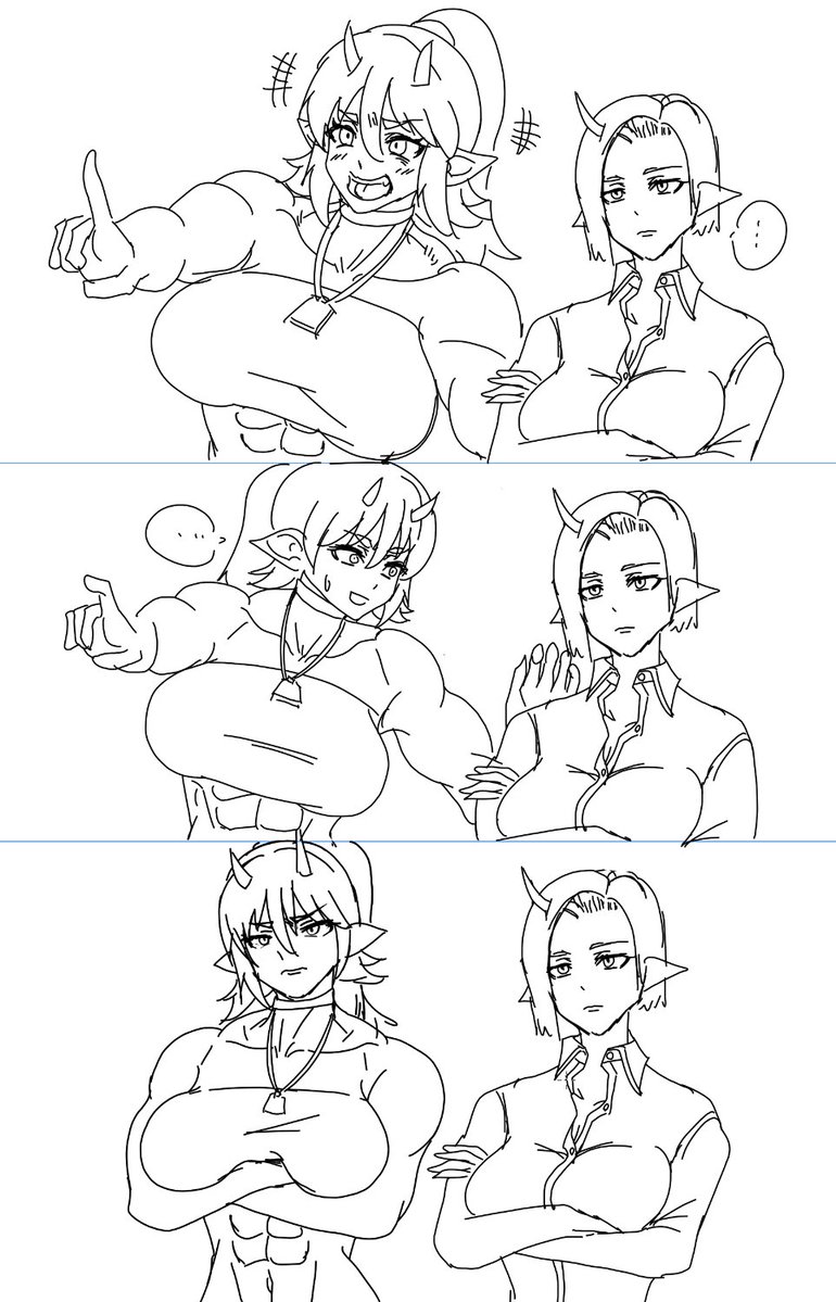 このミーム好きなので突発乗っかりさせていただきます。
オリキャラ筋肉娘の桜牙ちゃん、理子先生を見て急変す😂