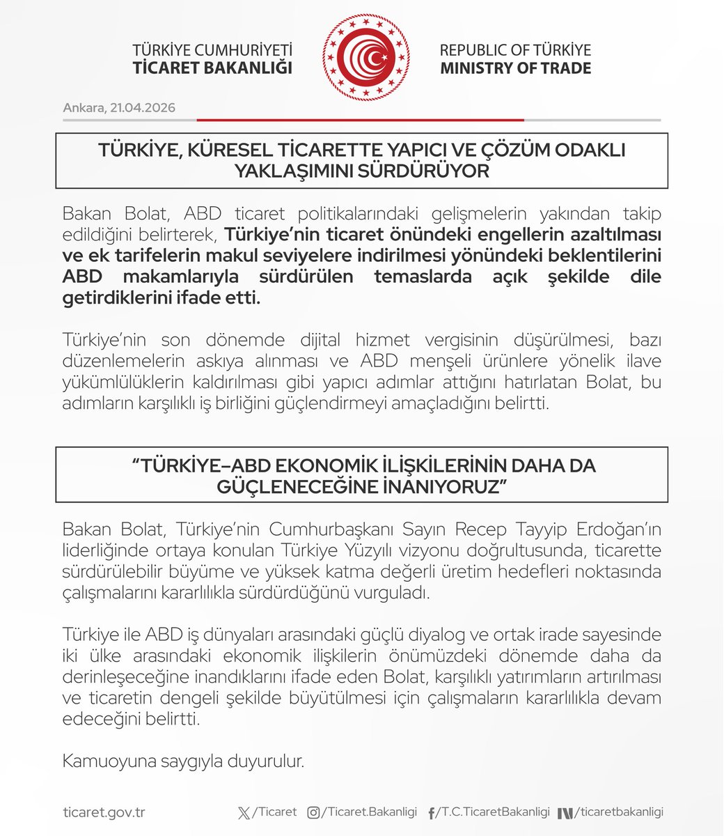 T.C. Ticaret Bakanlığı tweet media