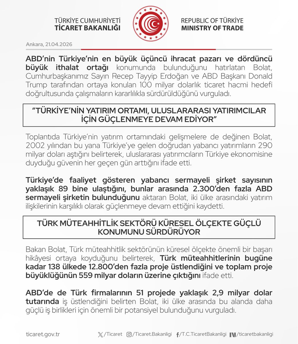 T.C. Ticaret Bakanlığı tweet media