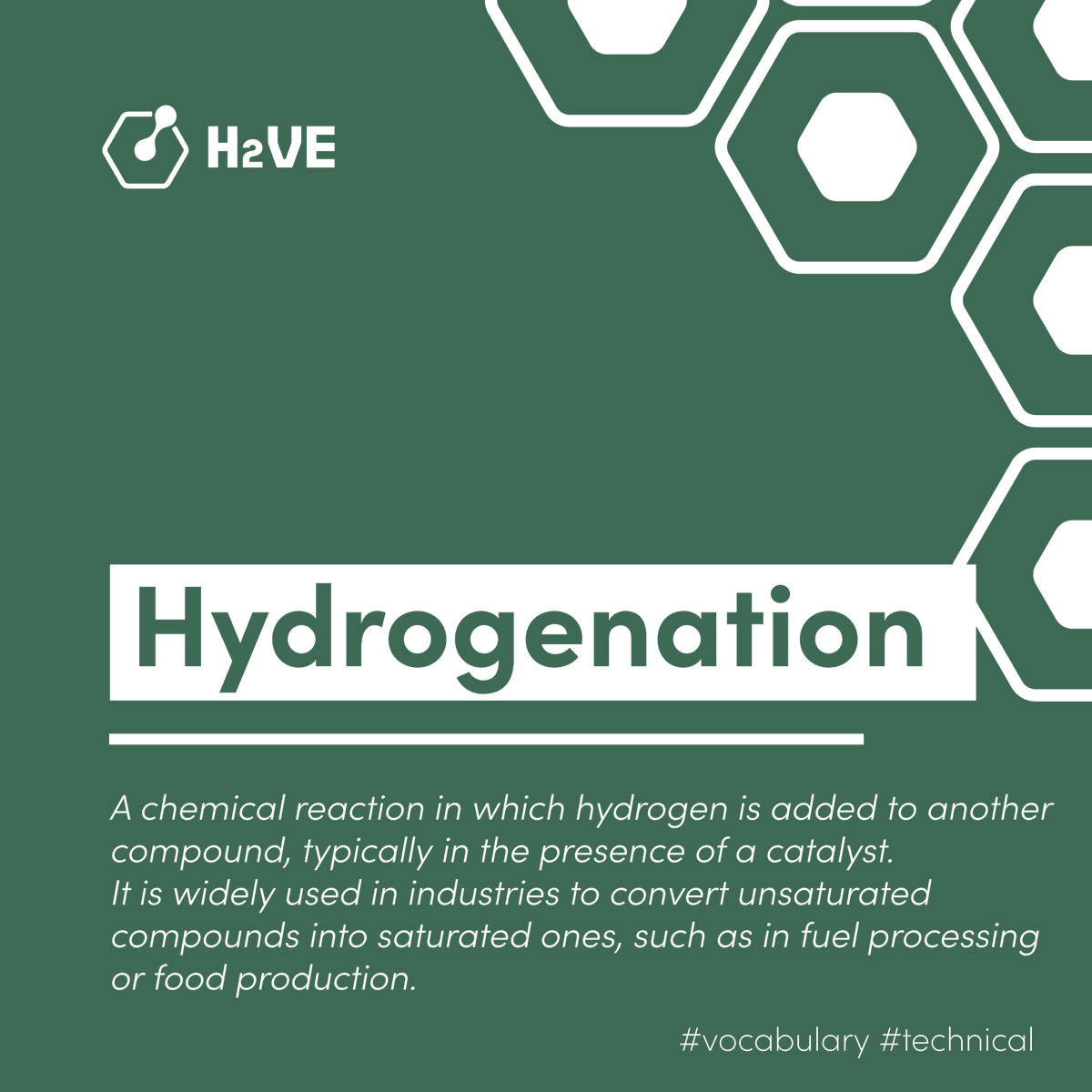 🔍 H2VE Vocabulary | Hydrogenation

Hydrogenation is a chemical reaction where hydrogen is added to another compound, usually with a catalyst. It is widely used in fuel processing and other industries, showing hydrogen’s role beyond energy storage.

#H2VE #Hydrogenation #Skills