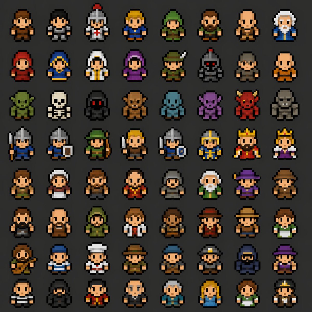 Sopamo's tweet photo. Images V2 is better than any other model I've tried so far at generating character art for retro games. It's prompt adherence is incredible, loving it 🤩 https://t.co/1b1L6TSTbZ