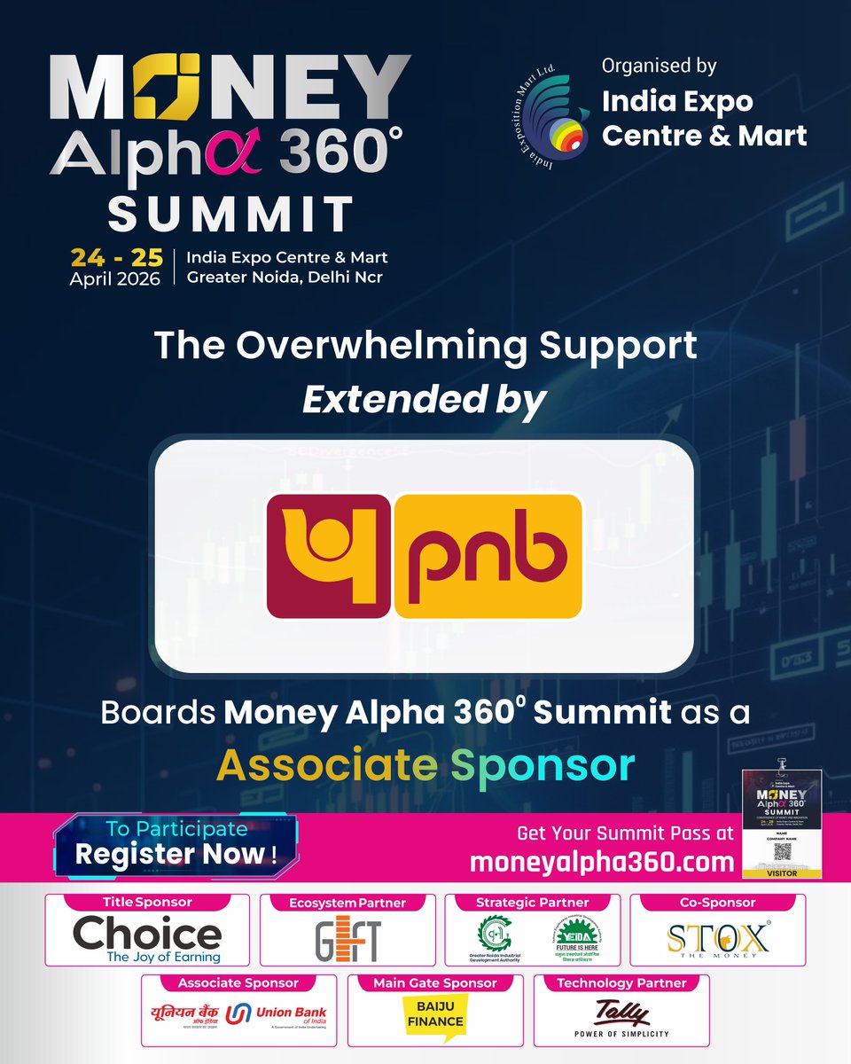 MoneyAlpha360's tweet image. Strengthening the backbone of India's financial ecosystem-one #partnership at a time.

We are proud to welcome Punjab National Bank (PNB) as an Associate Sponsor at the Money Alpha 360o Summit 2026 -bringing with it decades of trust, scale and financial #leadership.
