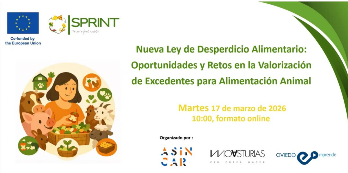 sprintzerowaste's tweet photo. @innovasturias Excedentes alimentarios: de problema a oportunidad en la alimentación animal. El taller celebrado en marzo del proyecto SPRINT destacó cómo los excedentes alimentarios pueden convertirse en un recurso útil. Más información: https://t.co/fVBc3GgIF8 https://t.co/NwQYLppHEQ