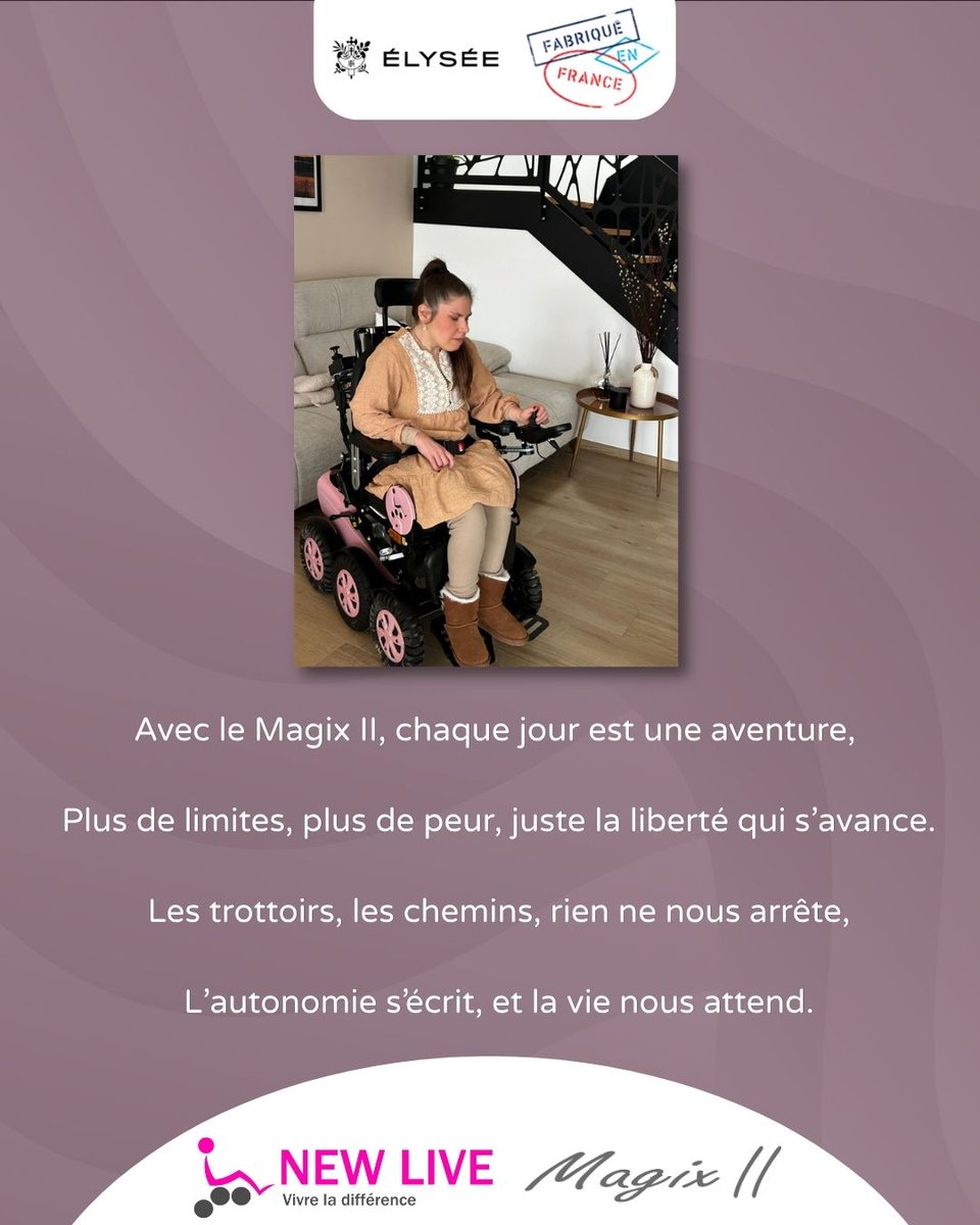 NewLiveMagix's tweet image. Avec le Magix II, chaque jour devient une nouvelle page à écrire. 📖

Plus de limites, plus de contraintes, juste la liberté de profiter pleinement de chaque instant. Que ce soit en intérieur ou en extérieur, ce fauteuil s’adapte à votre vie, sans jamais vous freiner.

#handicap