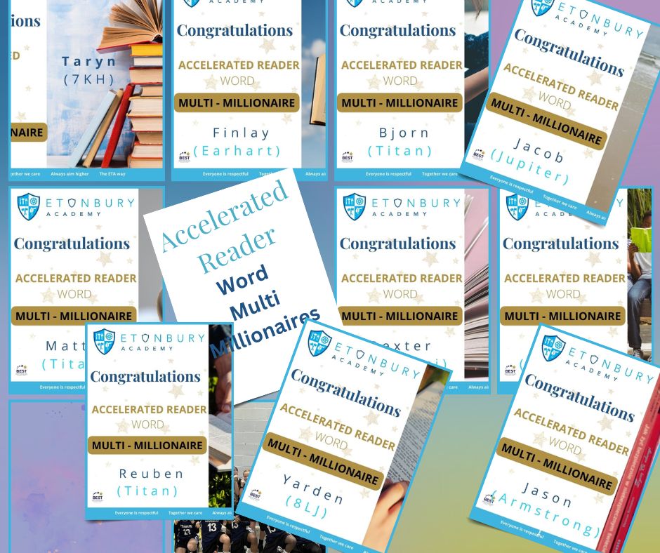 EtonburyAcademy's tweet image. Celebrating our incredible accelerated readers who have achieved the amazing milestone of becoming word MULTI-millionaires this week. Your hard work and determination have truly paid off. 🎉👏
Keep up the fantastic work!
#ReadingGoals #AmazingWeek #SoProud #acceleratedreaders