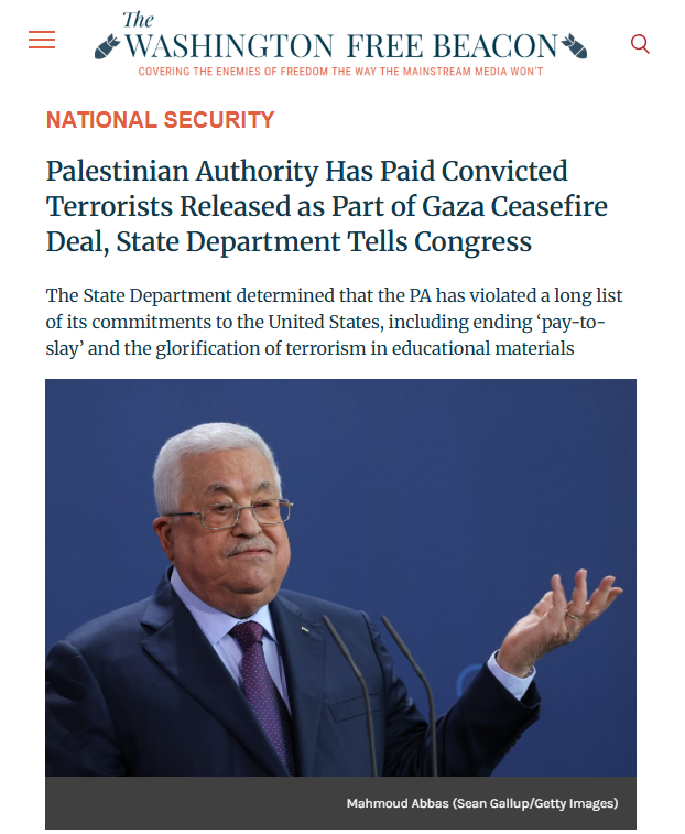 IsraelinGermany's tweet photo. Die Palästinensische Autonomiebehörde zahlt weiterhin hunderte Millionen an verurteilte Terroristen.

Diese Woche zeigen aktuelle Berichte: In Gaza erhalten selbst nach dem Waffenstillstand 2025 und im Rahmen von Geiseldeals freigelassene Terroristen weiterhin Zahlungen durch die PA.

Trotz Reformversprechen stellt Mahmoud Abbas klar: Selbst der letzte Cent soll an „Gefangene und Märtyrer“ gehen.

Das „Pay-for-Slay“-System der PA ist Realität.

Deutschland hat die Pflicht sicherzustellen, dass kein Steuergeld in Strukturen fließt, die Terror belohnen.

Klare Zweckbindung. Echte Kontrolle. Volle Transparenz.

Kein Cent für Terror.