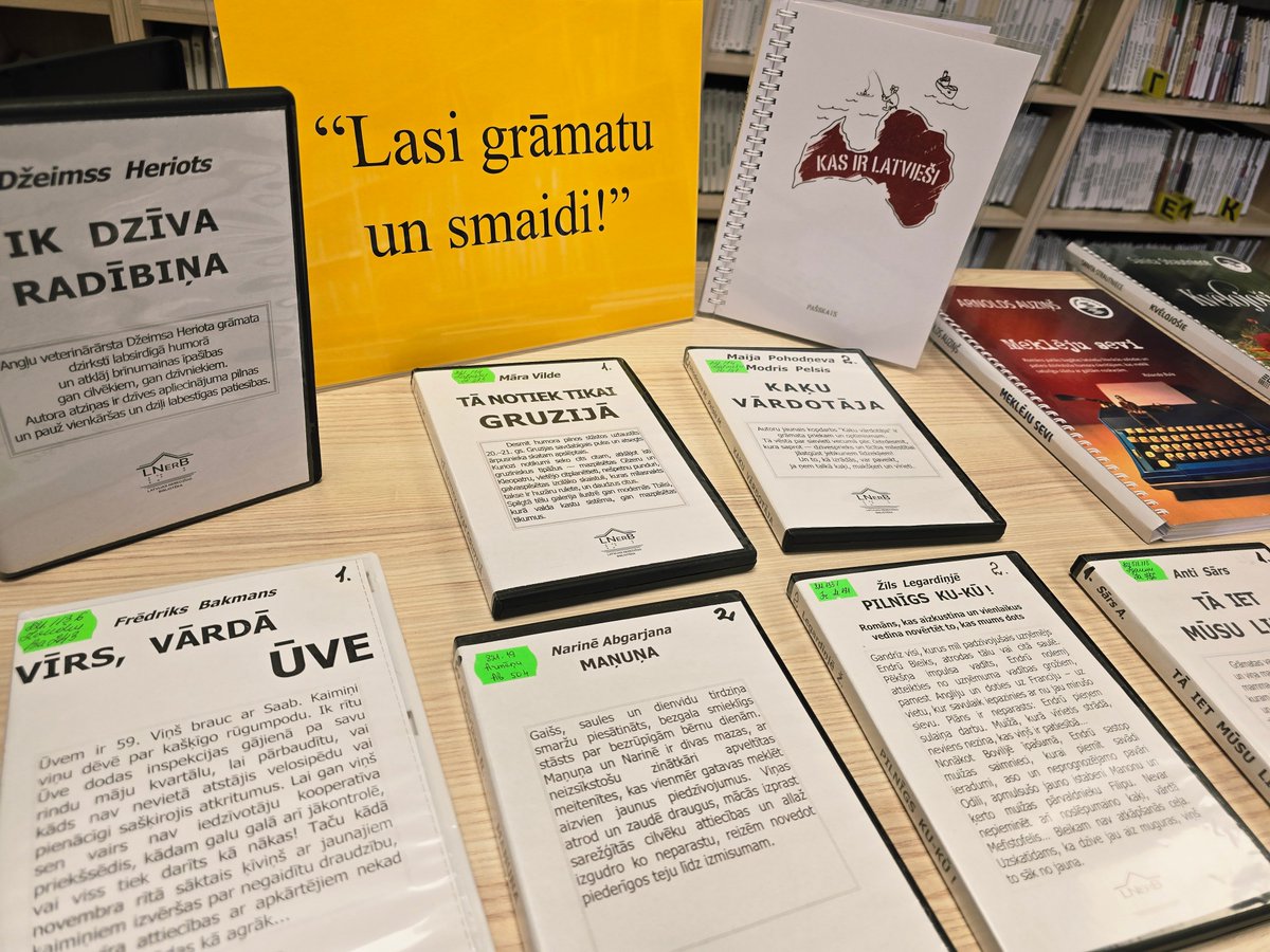 Bibliotēku nedēļā (20.-26.04.) aicinām apmeklēt pielāgotās literatūras izstādi “Lasi grāmatu un smaidi!”.
Izstādē apkopotas grāmatas, kas rada labu noskaņojumu, liek pasmaidīt un ļauj uz brīdi aizmirst ikdienas rūpes.
Izstāde pieejama līdz 29. aprīlim.
