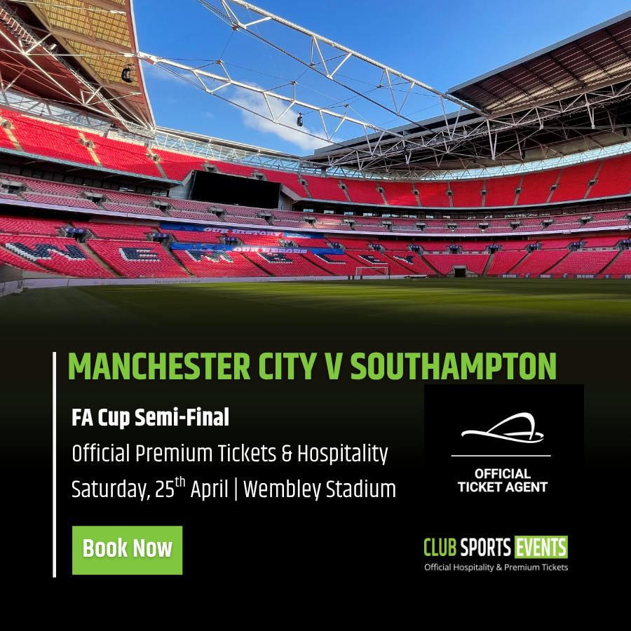 ClubSportEvents's tweet image. Manchester City v Southampton - FA Cup Semi Final🏆

📍Saturday, 25th April, Wembley Stadium

🎟️Official Premium &amp;amp; Hospitality Tickets are available now → tinyurl.com/3afbp72x

#manchester #manchestercity #mancity #pep #southampton #facup #facuptickets #wembley