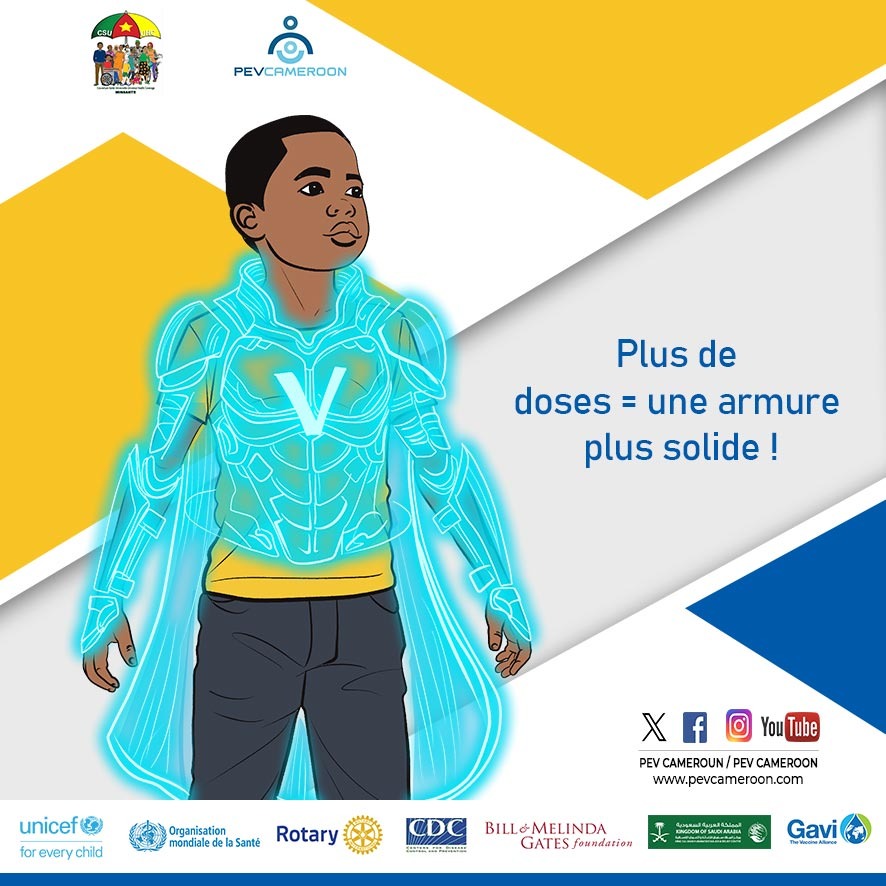 💉 Plus de doses = plus de protection
👶 Donnons à nos enfants une armure contre la polio
RDV du 23 au 26 avril 2026 pour les faire vacciner...
#StopPolio #VaccinationEnfant #ProtectionEnfant #SAV2026 #PEVCAMEROON #HaltePolio237